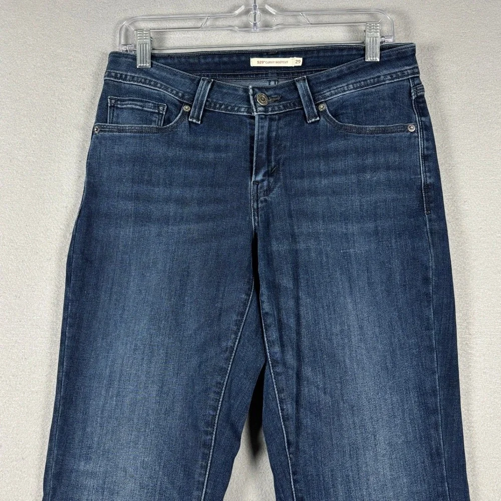 Levi's 529 Curvy Bootcut Jeans Dark Wash Stretch Size 29 Blue Denim
